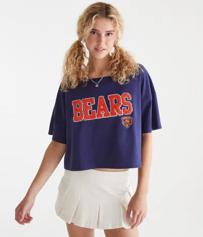 Aéropostale Chicago Bears Cropped Off-the-shoulder Graphic Tee In Blue