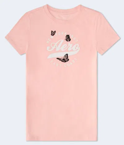 Aéropostale Circle Butterflies Flocked Graphic Tee In Multi