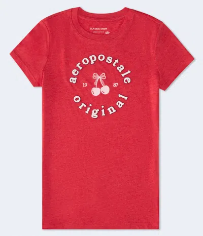 Aéropostale Circle Cherry Appliqué Graphic Tee In Red