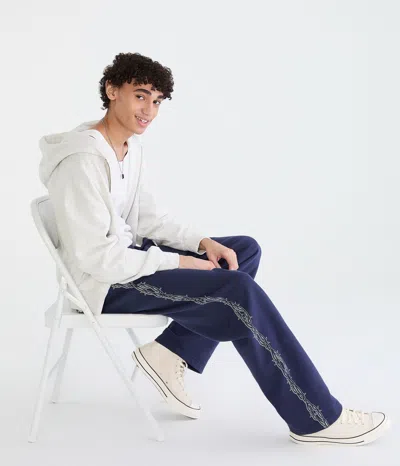 Aéropostale Cloud Soft Barbed Wire Baggy Fleece Sweatpants In Blue
