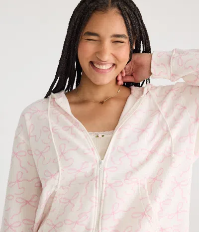 Aéropostale Cloud Soft Bows Oversized Full-zip Hoodie In Pink