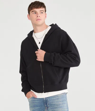 Aéropostale Cloud Soft Boxy Full-zip Hoodie In Black