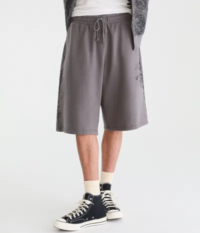 Aéropostale Cloud Soft Dragon Super Baggy Fleece Shorts In Gray
