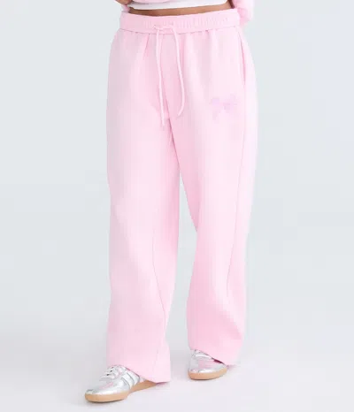Aéropostale Cloud Soft Embroidered Bow High-rise Straight Leg Sweatpants In Pink