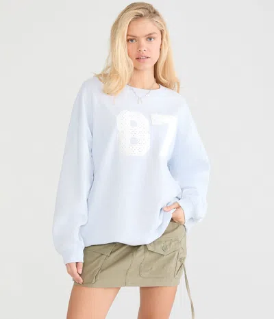 Aéropostale Cloud Soft Eyelet 87 Crew Sweatshirt In Blue