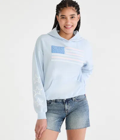 Aéropostale Cloud Soft Flag Americana Pullover Hoodie In Blue