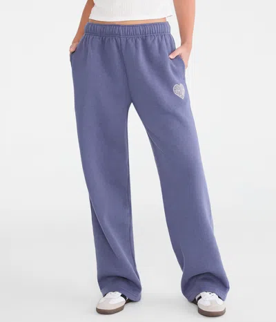 Aéropostale Cloud Soft Lace Heart High-rise Straight Leg Sweatpants In Blue