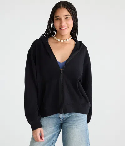 Aéropostale Cloud Soft Oversized Full-zip Hoodie In Black