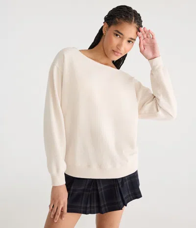 Aéropostale Cloud Soft Oversized Off-the-shoulder Sweatshirt In White
