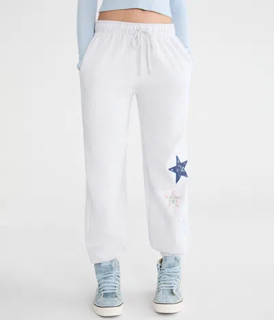 Aéropostale Cloud Soft Patchwork Slouchy High-rise Jogger Sweatpants In White