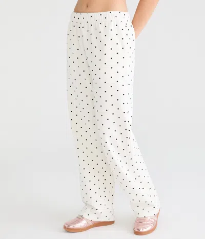 Aéropostale Cloud Soft Polka Dot Mid-rise Wide Leg Sweatpants In White