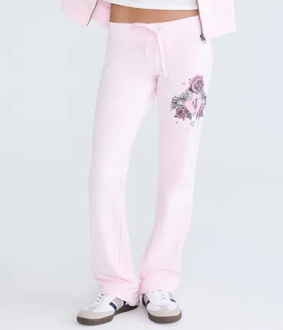 Aéropostale Cloud Soft Rose Locket Fit & Flare Sweatpants In Pink