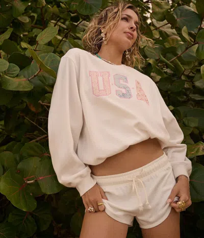 Aéropostale Cloud Soft Usa Oversized Crew Sweatshirt In Multi
