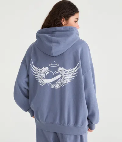 Aéropostale Cloud Soft Winged Heart Oversized Pullover Hoodie In Multi