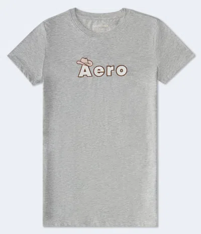 Aéropostale Cowboy Hat Appliqué Graphic Tee In Gray