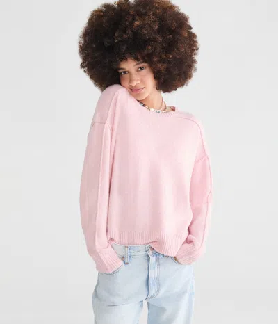 Aéropostale Cloud Soft Stars Oversized Crew Sweatshirt In Pink