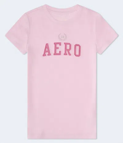 Aéropostale Crest Appliqué Graphic Tee In Pink