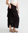 Aéropostale Crinkle Lace-trim Maxi Skirt In Black