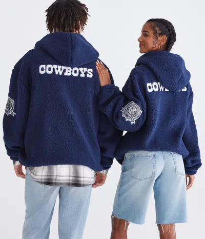 Aéropostale Dallas Cowboys Quarter-zip Sherpa Hoodie In Blue