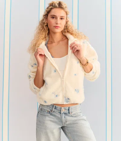 Aéropostale Demetra For Floral Full-zip Sherpa Jacket In White