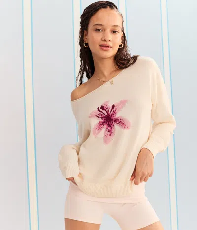 Aéropostale Demetra For Flower Slash-neck Sweater In Neutral