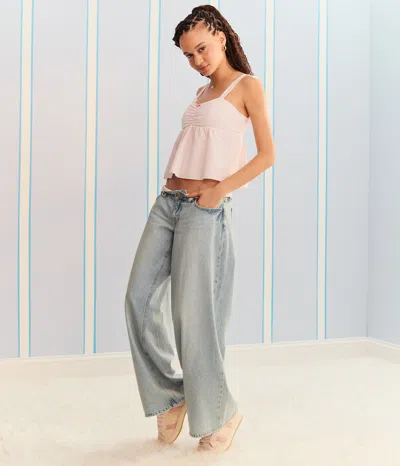 Aéropostale Demetra For Super Low-rise Ultra Wide Leg Jean In Blue