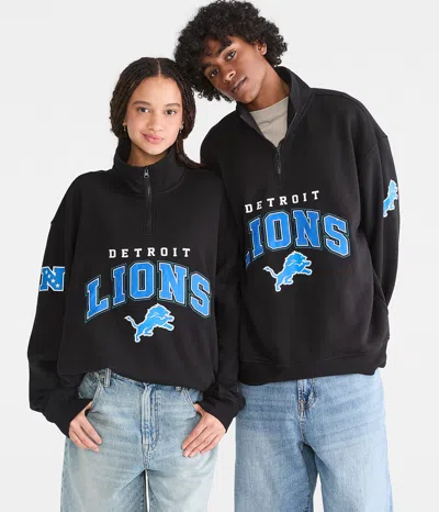 Aéropostale Detroit Lions Quarter-zip Sweatshirt In Black
