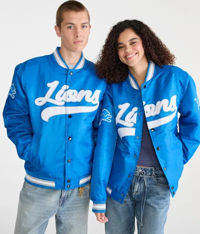 Aéropostale Detroit Lions Satin Bomber Jacket In Blue
