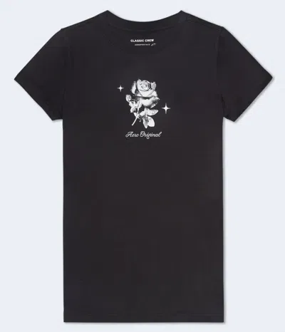 Aéropostale Dotted Rose Graphic Tee In Black