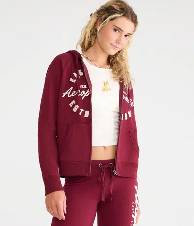 Aéropostale East Coast Full-zip Hoodie In Red