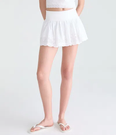 Aéropostale Eyelet Fold-over Mini Skirt In White