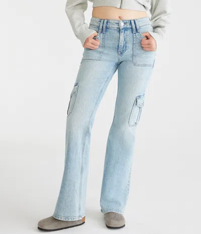 Aéropostale Flare Mid-rise Cargo Jean In Blue