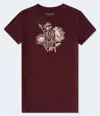 Aéropostale Floral Box Logo Foil Graphic Tee In Burgundy