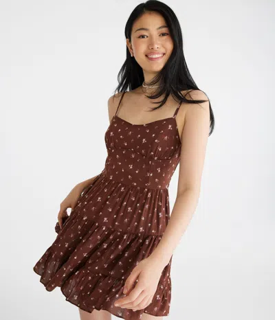 Aéropostale Floral Sweetheart Bustier Fit & Flare Dress In Multi