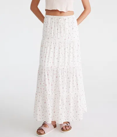 Aéropostale Floral Tiered Maxi Skirt In White