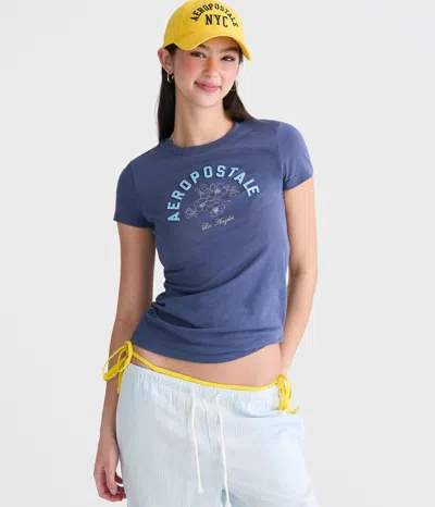 Aéropostale Flowers Appliqué Graphic Tee In Blue