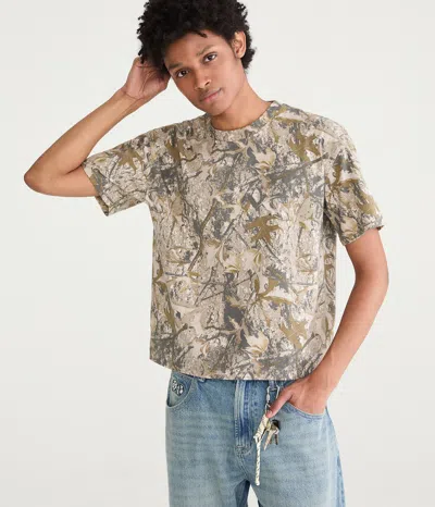 Aéropostale Forest Camo Heavyweight Crew Tee In Brown