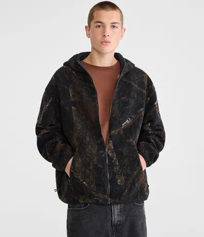Aéropostale Forest Camo Sherpa Fleece Full-zip Hoodie In Blue