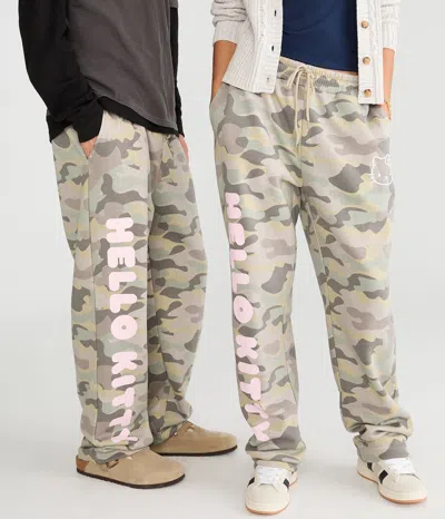 Aéropostale Hello Kitty Camo Straight Leg Sweatpants In Green