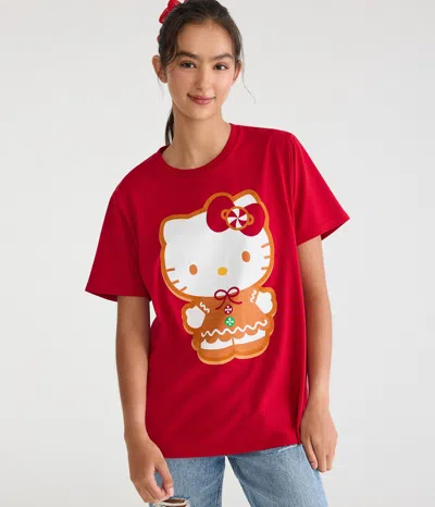 Aéropostale Hello Kitty Gingerbread Boyfriend Graphic Tee In Red