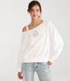 Aéropostale Hello Kitty Heart Floral Off-the-shoulder Sweatshirt In Multi