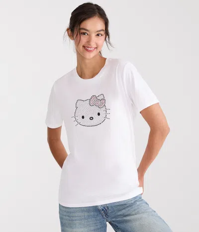 Aéropostale Hello Kitty Rhinestone Boyfriend Graphic Tee In White