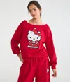 Aéropostale Hello Kitty Santa Suit Off-the-shoulder Sweatshirt In Red