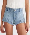 Aéropostale High-rise Micro Denim Shorty Shorts In Blue