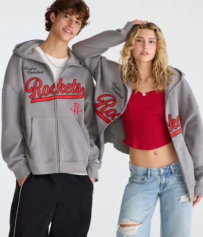 Aéropostale Houston Rockets Basketball Full-zip Hoodie In Gray