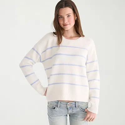 Aéropostale Juniors Womens Round Neck Long Sleeve Striped Pullover Sweater In Neutral