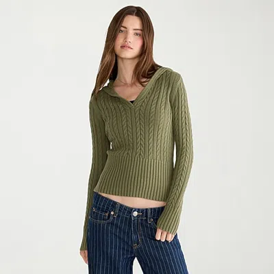 Aéropostale Juniors Womens V Neck Long Sleeve Pullover Sweater In Green