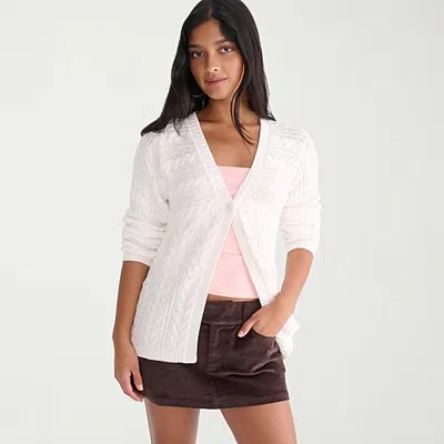 Aéropostale Juniors Womens V Neck Long Sleeve Pullover Sweater In Neutral