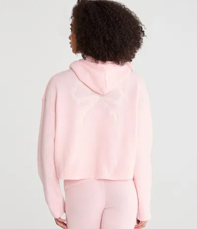 Aéropostale Lace Bow Cozy Sweater Hoodie In Pink