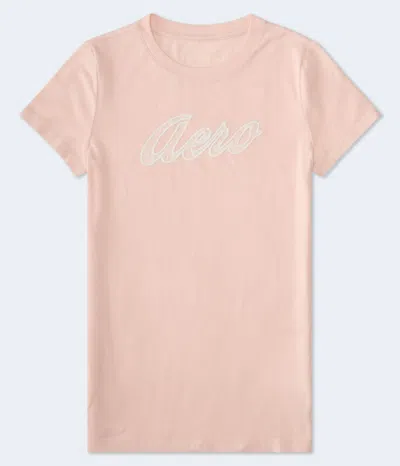 Aéropostale Lace Script Graphic Tee In Pink
